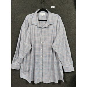 Collection by Michael Strahan Dress Shirt Mens 20 34/35 Blue Plaid Stretch
